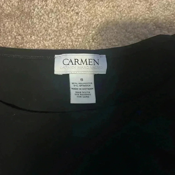 Carmen Marc-Valvo long-sleeve black top size small - Picture 2 of 2
